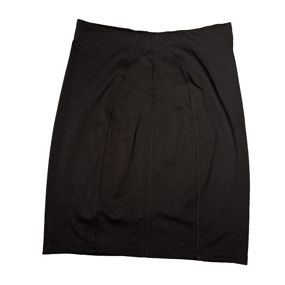 Daisy Fuentes Women's Black Onyx Pull-On mini pencil Skirt with Back Slit Large - Picture 2 of 14